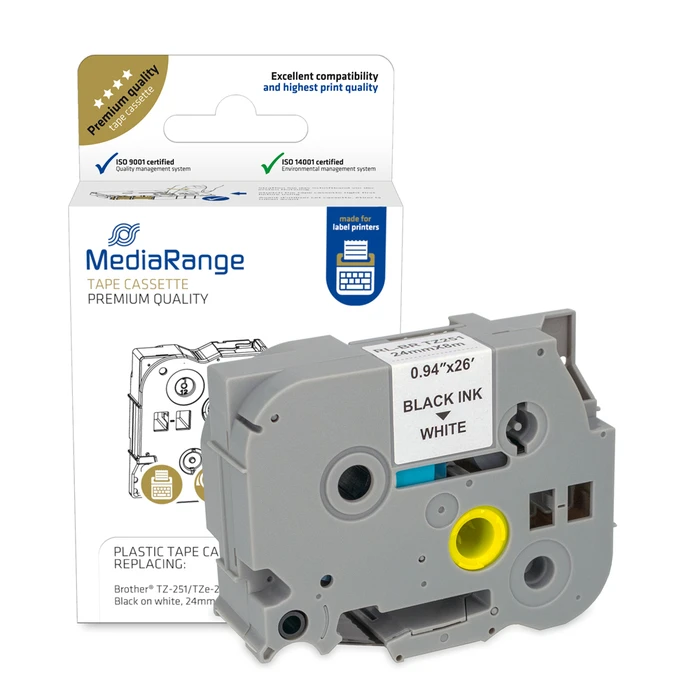 Πλαστική Ταινία Ετικετογράφου MediaRange (Brother TZ-251/TZe-251) 24 mm x 8 m