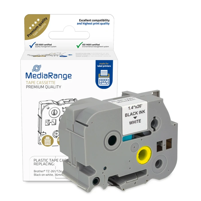 Πλαστική Ταινία Ετικετογράφου MediaRange (Brother TZ-261/TZe-261) 36 mm x 8 m
