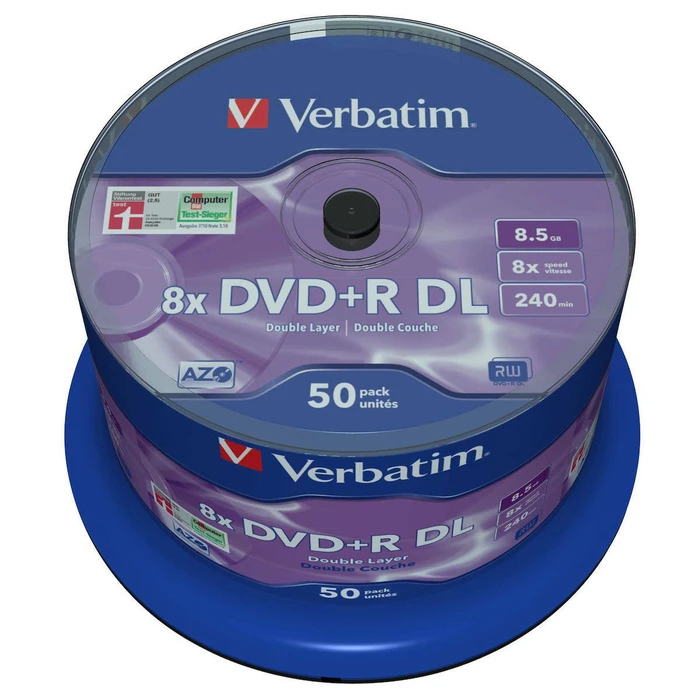 Verbatim DVD+R Double Layer 8x 8.5GB Matt Silver 1x50