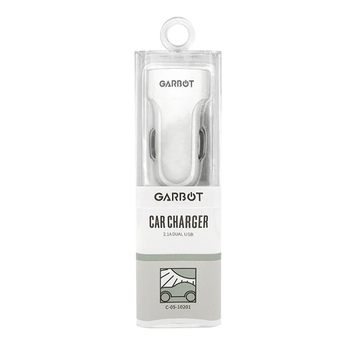 Φορτιστής Αυτοκινήτου Garbot Grab&Go White 2.1A με Θύρες: 2xUSB