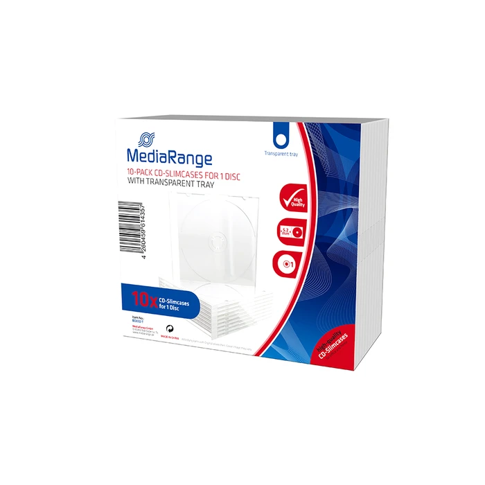 Θήκη CD/DVD MediaRange Slimcase for 1 Disc 5.2mm Transparent Tray (10 Pack) (MRBOX32-T)