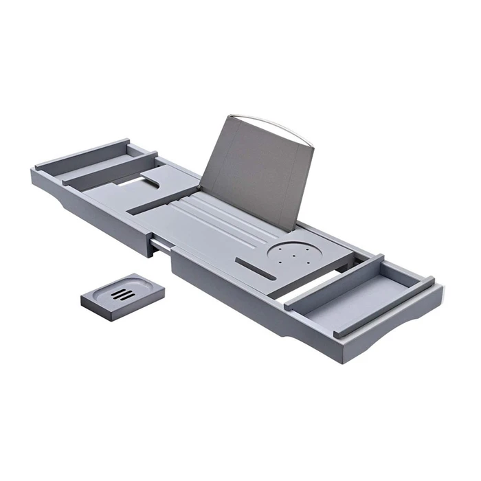 Πολυλειτουργικό Ράφι Μπανιέρας Songmics Μπαμπού 75 -109 x 4.5 x 23 cm Χρώματος Καφέ Ανοιχτό