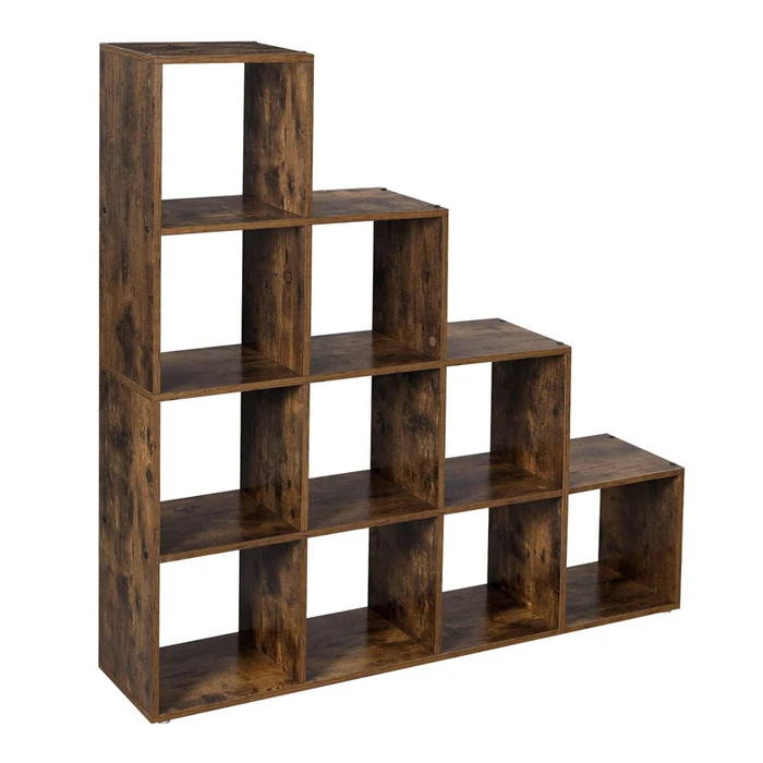 Vasagle Ξύλινη Βιβλιοθήκη με 10 Ράφια 129.5 x 29 x 129.5 cm Χρώματος Σκούρο Καφέ (LBC10BX) (VASLBC10BX)