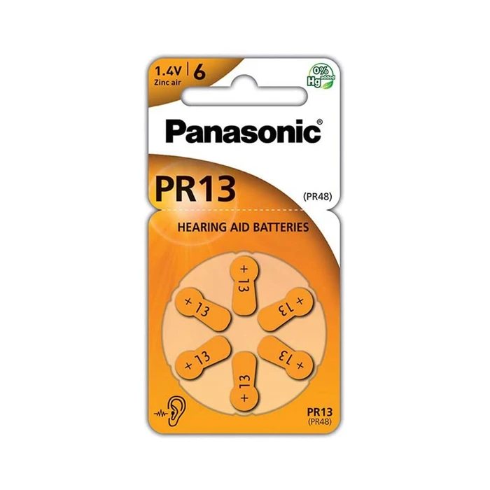 Μπαταρίες Ακουστικών Βαρηκοΐας Panasonic PR13 1.4V (PR13L/6DC)