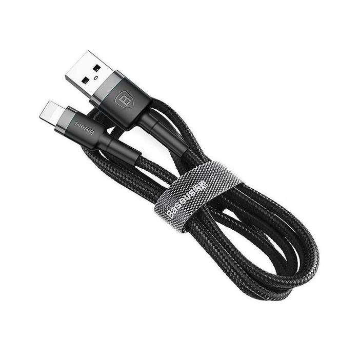 Καλώδιο USB Baseus Lightning Cafule 2.4A 1m Gray + Black (CALKLF-BG1)