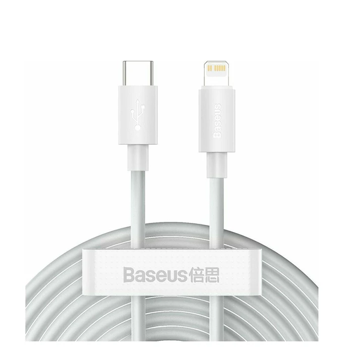 Καλώδιο USB Baseus Lightning Simple Wisdom (2pcs/set) PD 20W 5A 1.5m White