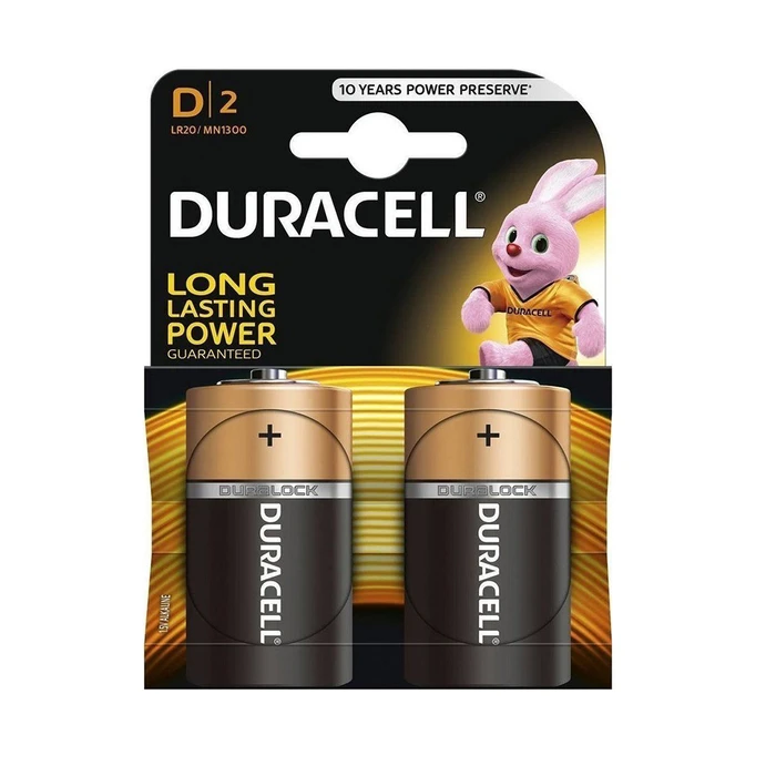 Αλκαλικές Μπαταρίες Duracell D 1.5V 2τμχ (DDLR20)(DURDDLR20)