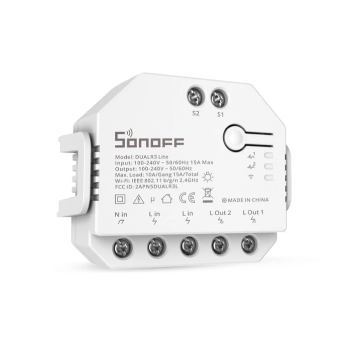 Sonoff Dual R3 Lite Smart Ενδιάμεσος Διακόπτης Wi Fi