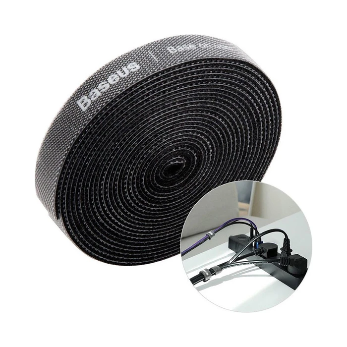 Δεματικά Καλωδίων Baseus Rainbow Circle Velcro Straps Μαύρο 3m 1τμχ