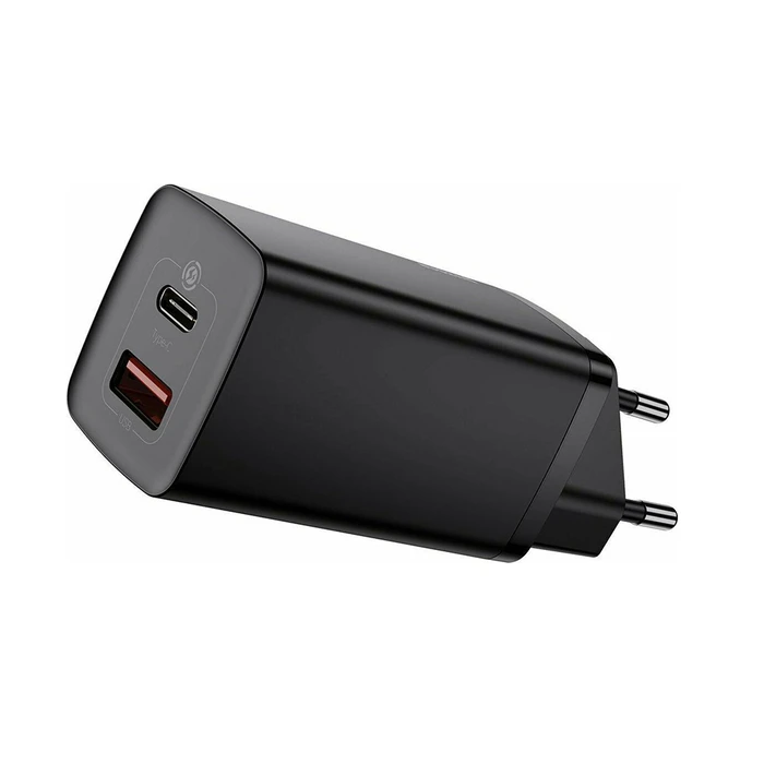 Φορτιστής Πρίζας Baseus με Θύρα USB-A και Θύρα USB-C Quick Charge 3.0 Μαύρος