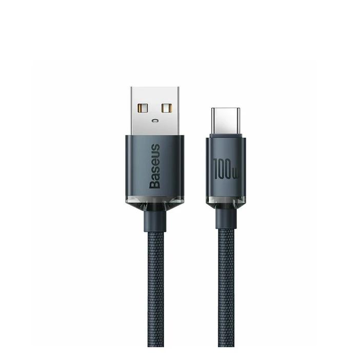 Καλώδιο USB Baseus Crystal Shine Braided USB 2.0 Type-C male - USB-A male Μαύρο 2m (CAJY000501)