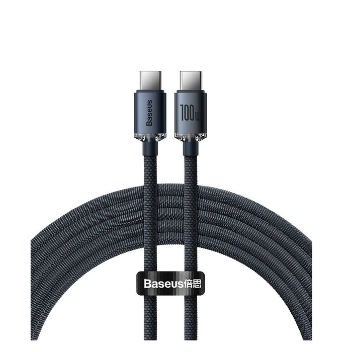 Καλώδιο USB Baseus Crystal Shine Braided USB 2.0 USB-C male - USB-C male Μαύρο 1.2m