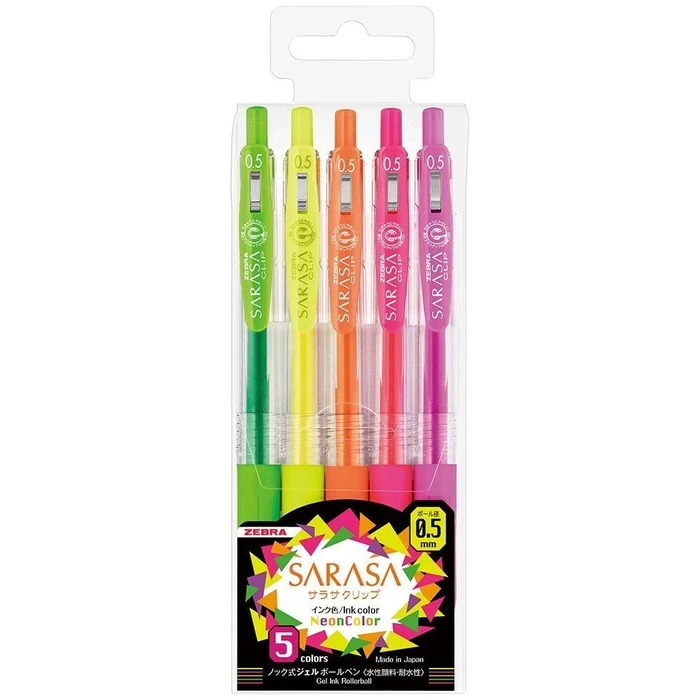 Στυλό Zebra Sarasa Clip 0.5 Neon Color 5 Color Pen Set