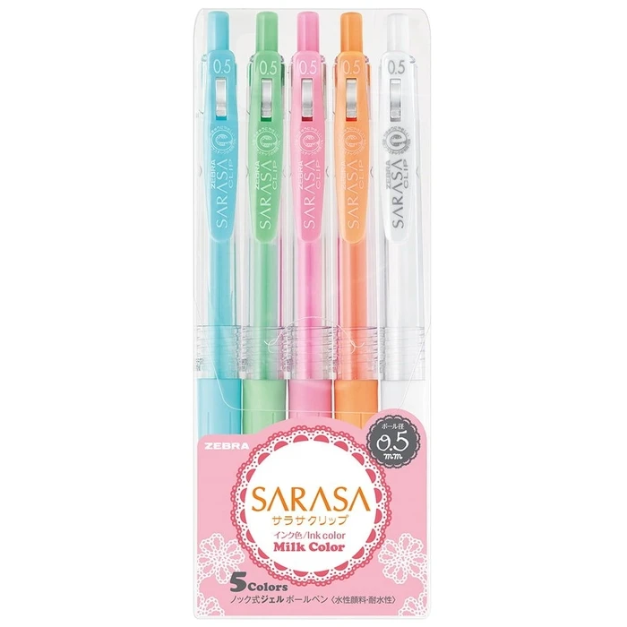 Στυλό Zebra Sarasa Clip 0.5 Milk Color 5 Color Pen Set
