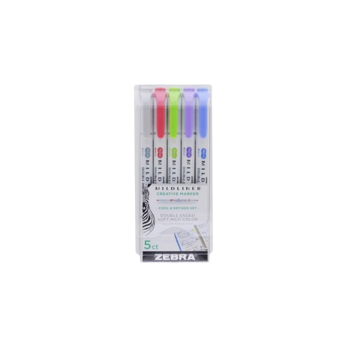 Μαρκαδόροι Zebra Mildliner Double Ended Marker Bold & Fine Point 5 Pack Cool & Refined