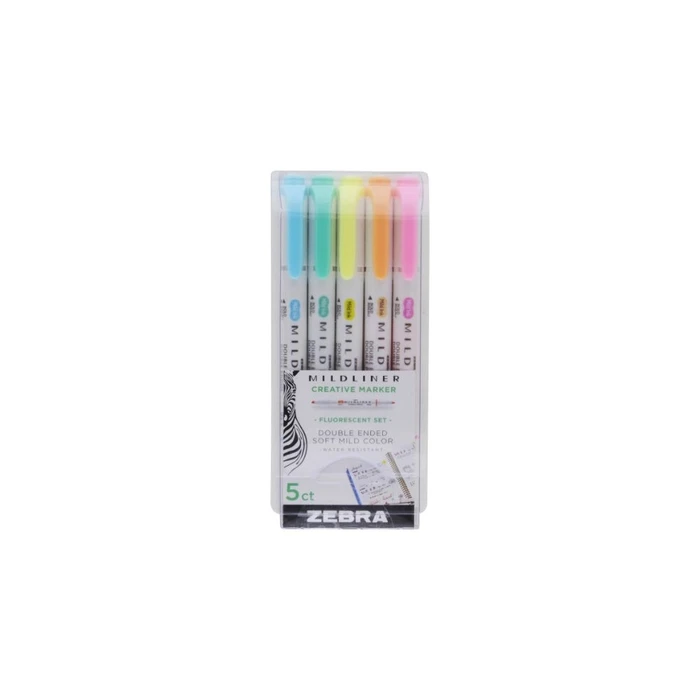 Μαρκαδόροι Zebra Mildliner Double Ended Creative Marker Bold & Fine Point 5 Pack Fluorescent