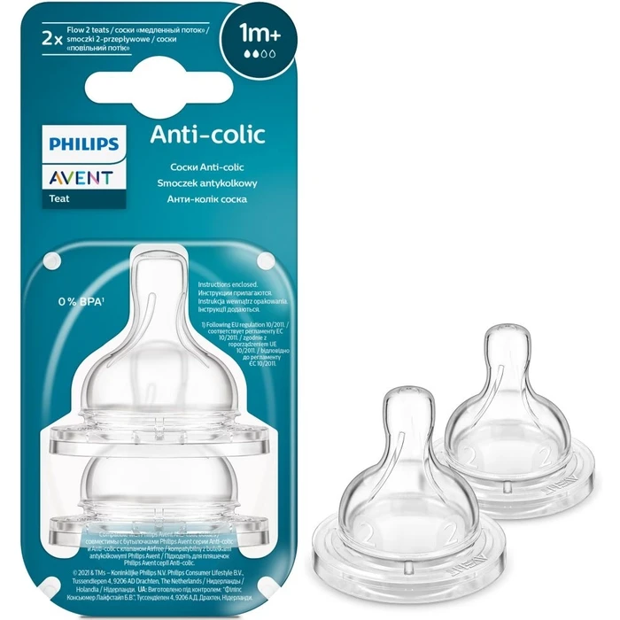 Θηλές Philips από Σιλικόνη Baby Bottle Flow 2 Nipple 2τμχ (SCY762/02)