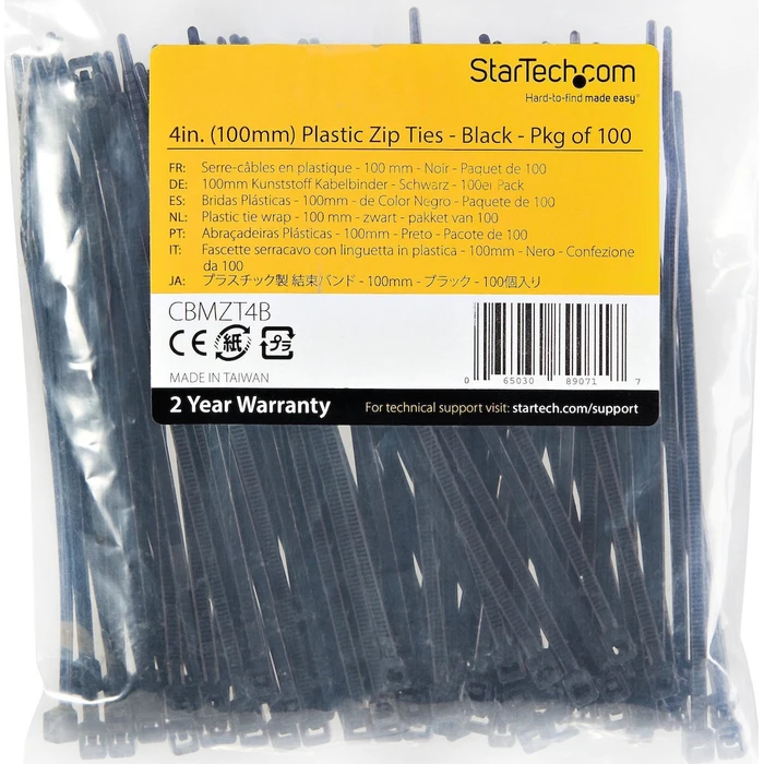 StarTech Nylon Cable Ties Black 4 inches