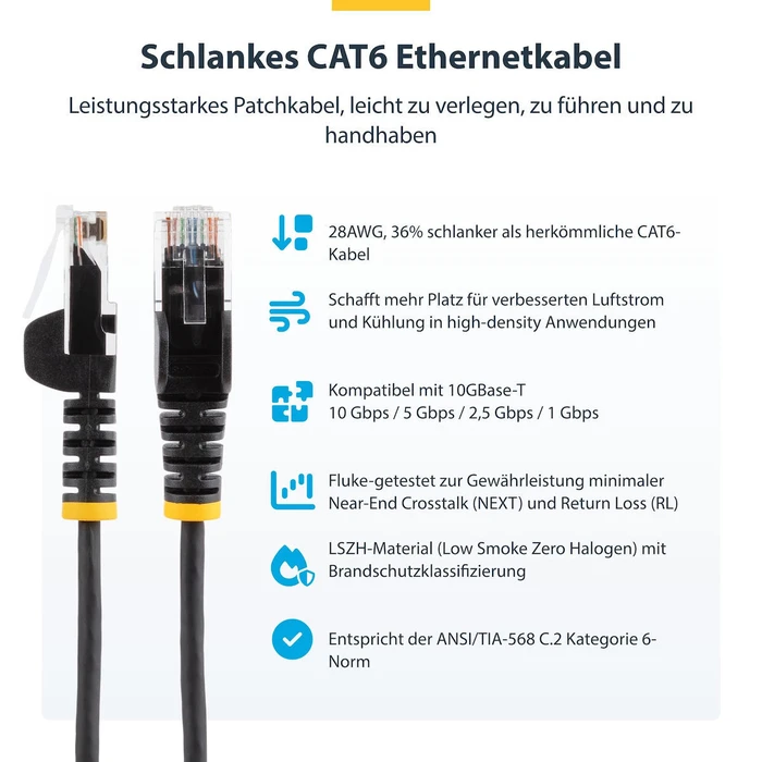 StarTech Direct Attach Copper Cat.6 Καλώδιο Δικτύου Ethernet 5m Κίτρινο 1τμχ N6PAT5MYLS