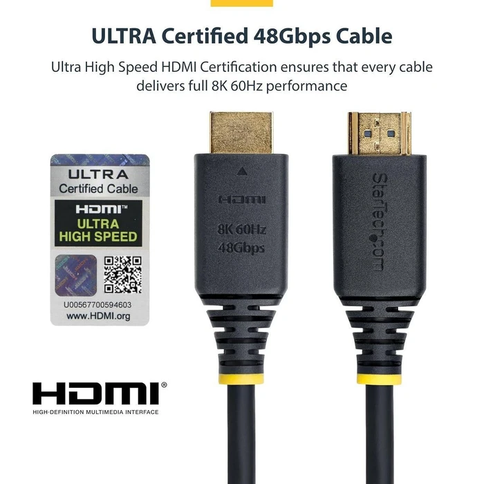 StarTech HDMI 2.1 Cable HDMI male - HDMI male Μαύρο HDMI21-CBL-8K60-4M