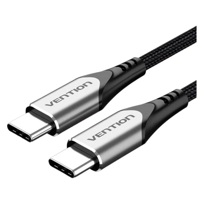 Καλώδιο USB Vention Nylon Braided Type-C to Type-C 3A/PD 60W 1.5M Gray Aluminum