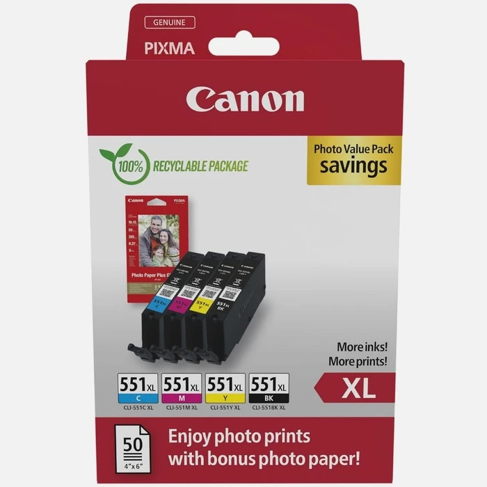 Μελάνι Canon Inkjet CLI-551XL CMYK Photo Value Pack