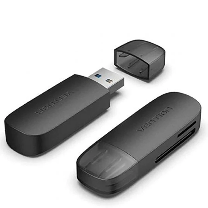 Card Reader Vention 2 in 1 USB 3.0 A Black Dual Drive Letter