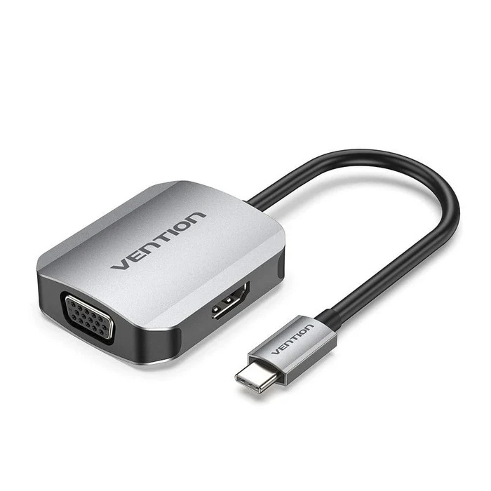 Αντάπτορας USB Vention Type-C to HDMI/VGA Converter 0.15M Gray Aluminum Alloy Type (TDIHB)