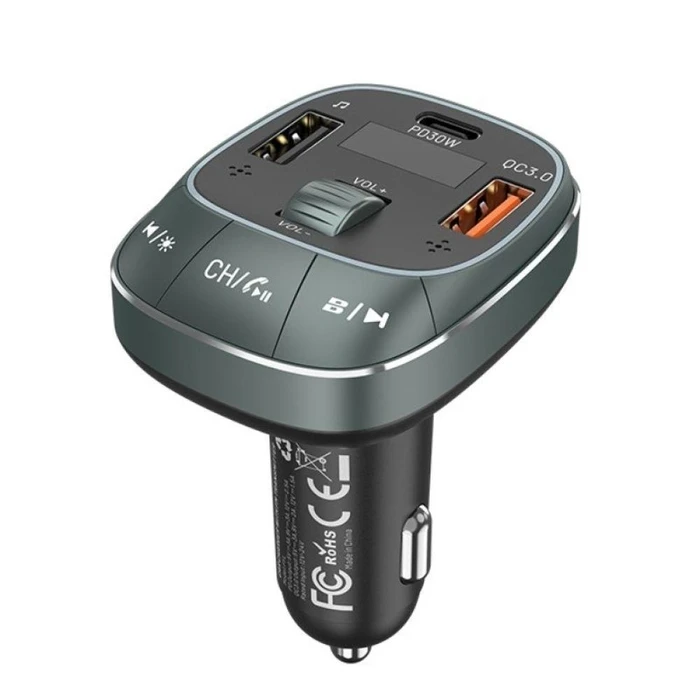 FM Transmitter Vention 3-Port USB Charger Black ABS Type (FFLB0) (VENFFLB0)