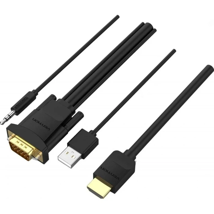Καλώδιο HDMI Vention to VGA with Output & USB Power Supply 1M Black (ABIBF)