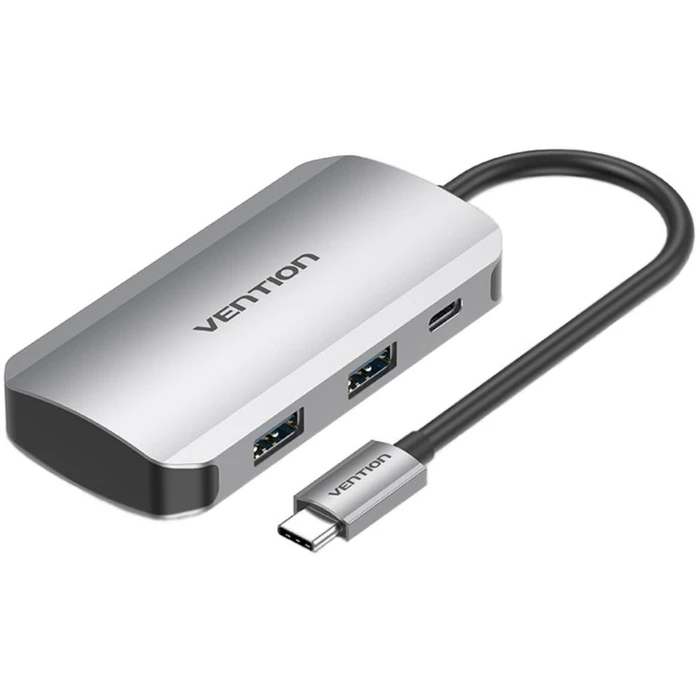 Vention USB Hub Type C to USB 3.0 x4 PD 100W TNBHB Gray