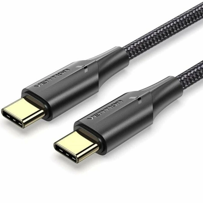 Καλώδιο USB Vention Nylon Braided Type-C to Type-C 3A 3M Black LED Type (TAUBI)