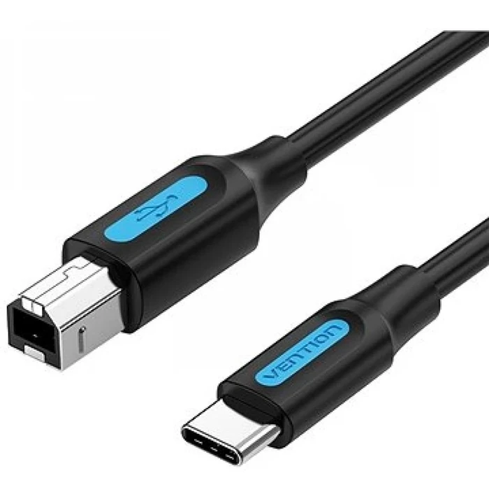 Καλώδιο USB Vention USB 2.0 Type-C Male to B Male 2A Print 1.5M Black (CQUBG)