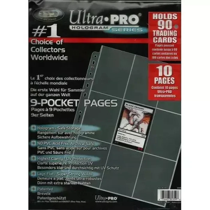 Ultra Pro 9-Pocket Standard Size Card Pages, 10 Pack, Clear (Model 81359)