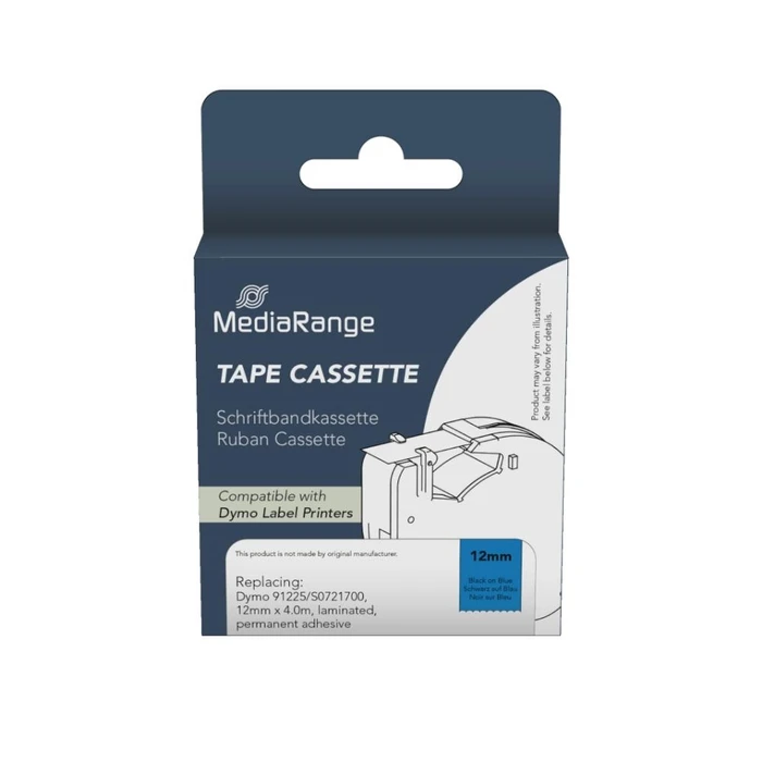 Ετικέτες Γενικής Χρήσης MediaRange (Dymo 91225/S0721700) 12mm, 4m, Laminated and Permanent Adhesive, Black on Blue