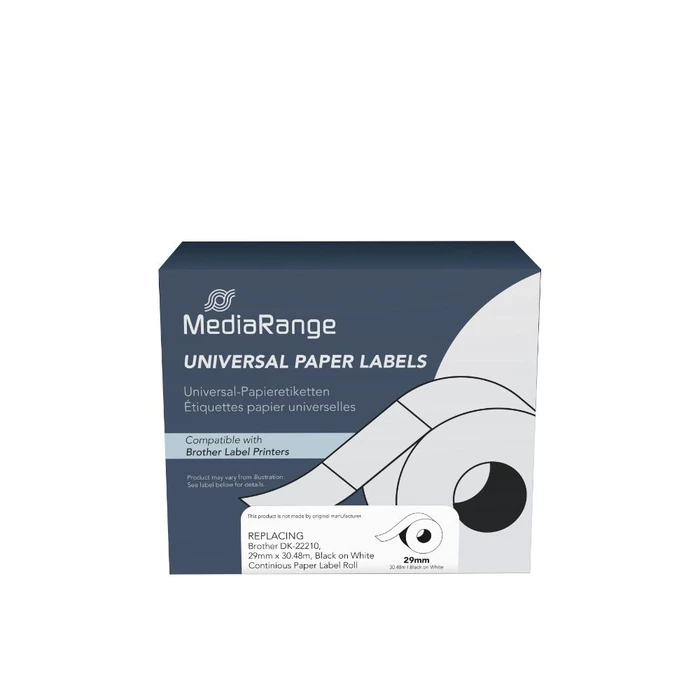 Ταινία Ετικετογράφου MediaRange (Brother DK-22210) 29mm, 30.48m, Black on White (MRBDK22210)