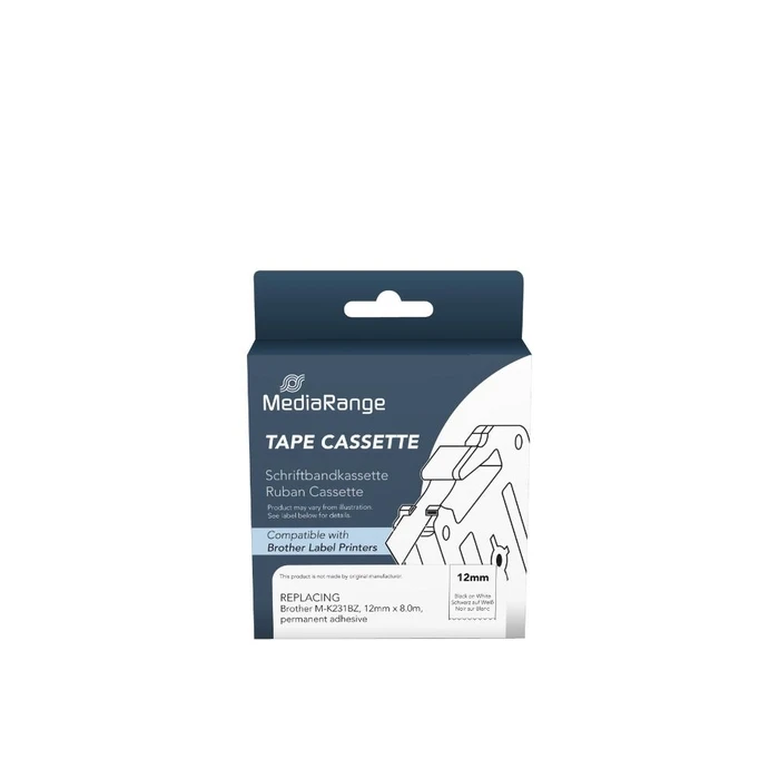 Ετικέτες Γενικής Χρήσης MediaRange (Brother M-K231BZ) 12mm, 8m, Laminated and Permanent Adhesive, Black on White