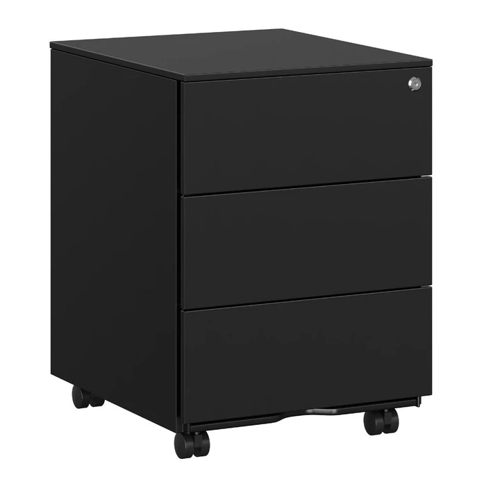 SONGMICS File Cabinet with 3 Drawers Lockable Matte Black OFC63BK