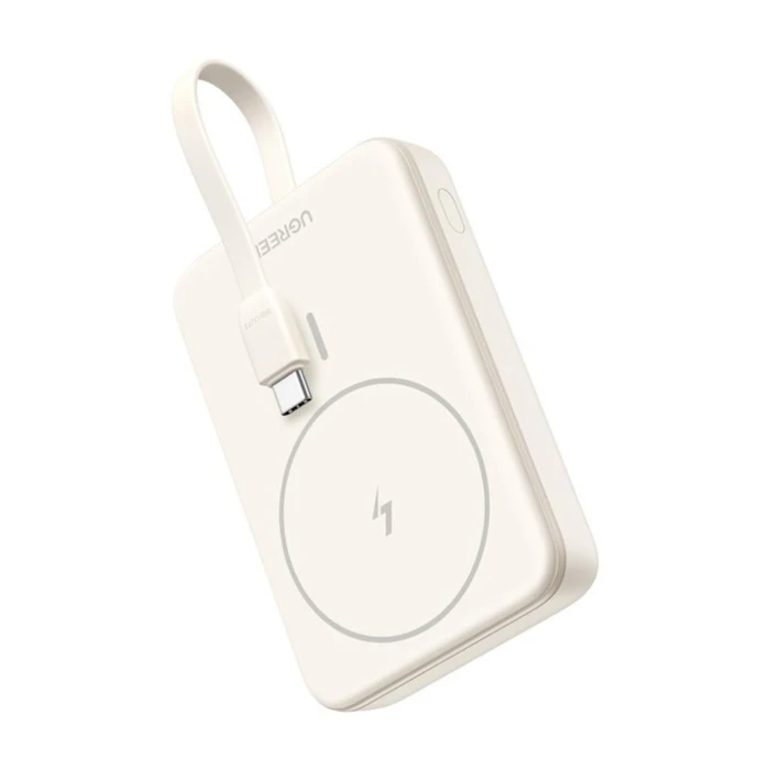 Ugreen Μαγνητικό powerbank 10000mAh PB760 ενσωματωμένο καλώδιο 20W μπεζ