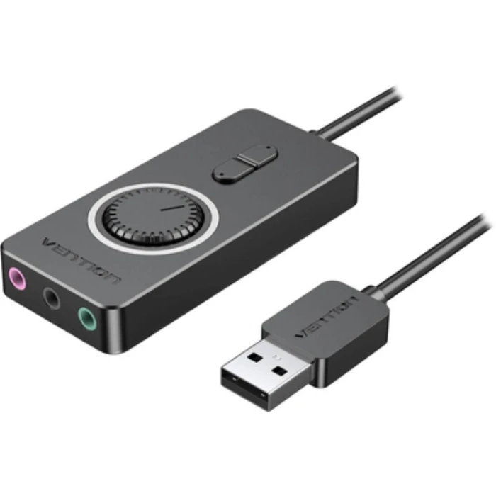 Vention USB 2.0 External Stereo Sound Adapter with Volume Control 0.5M Black ABS Type (CDRBD) (VENCDRBD)