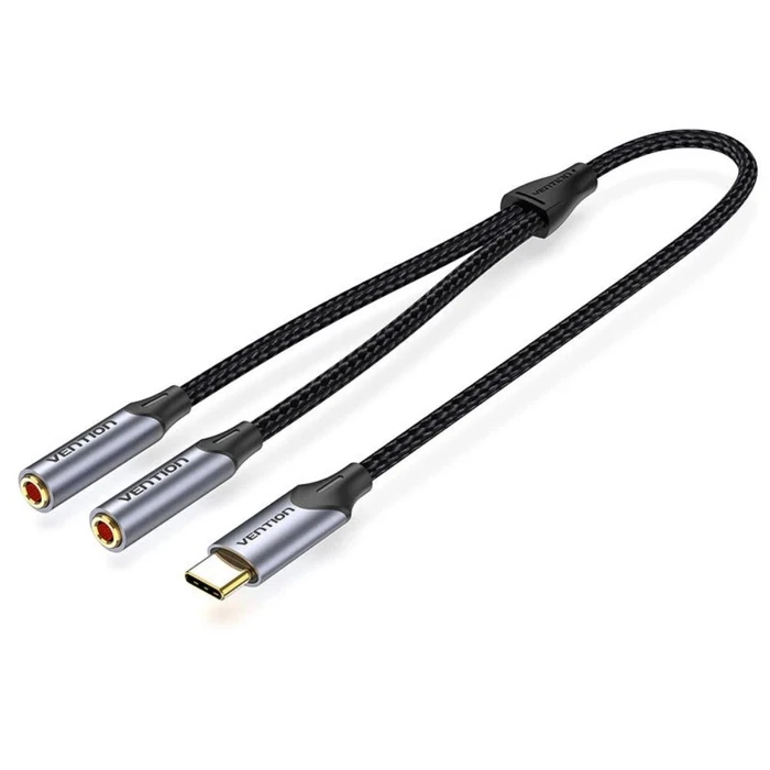 Vention Αντάπτορας Ήχου USB C σε 2 x 3.5mm Gray BGNHY