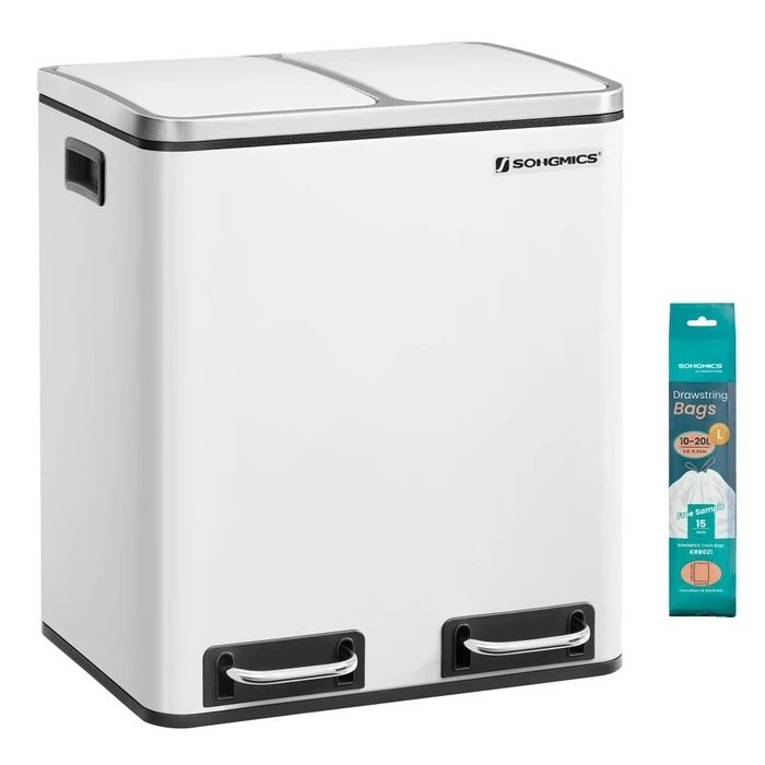 Songmics Κάδος Απορριμάτων Κουζίνας 30L Λευκός