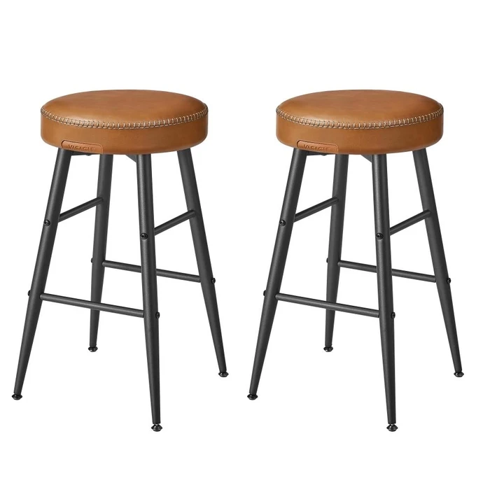 VASAGLE Bar Stools 63 cm Set of 2 Caramel Brown