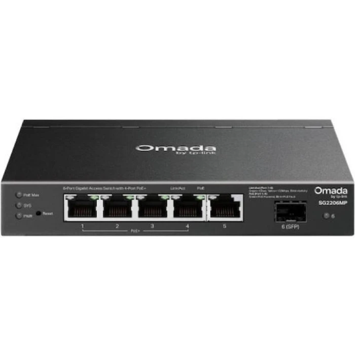 TP Link Δρομολογητής Omada Access 6 Port Gigabit Switch με 4 Port PoE Plus SG2206MP