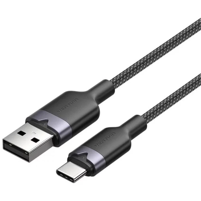 VENTION USB A to USB C Cable 6A 2m Black Aluminum Alloy Type CTOBH