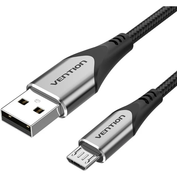 USB Cable VENTION Cotton Braided USB 2.0 A Male to Micro-B Male 3A Cable 1.5M Gray Aluminum Alloy Type