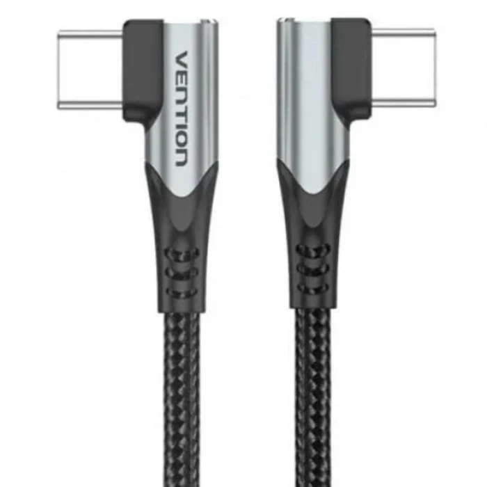 Vention Καλώδιο USB 2.0 Type C Male to C Male Dual Right Angle 5A 0.5M Gray Aluminum Alloy Type TANHD