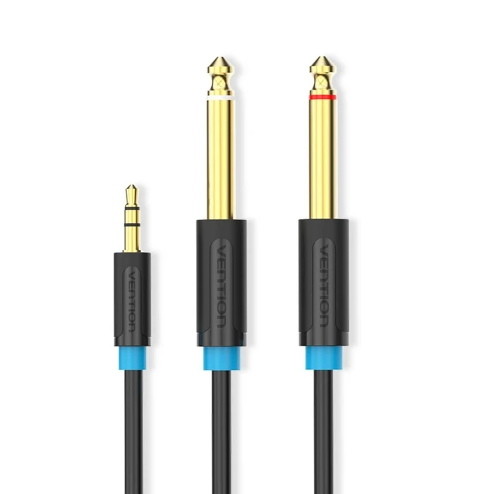Audio Cable VENTION 3.5mm Male to 2x6.35mm Male 0.5m Black BACBD