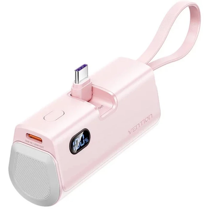 Powerbank VENTION FHQP0 4800mAh Ροζ (Foldable USB‑C + Lightning + USB‑C) 22.5W