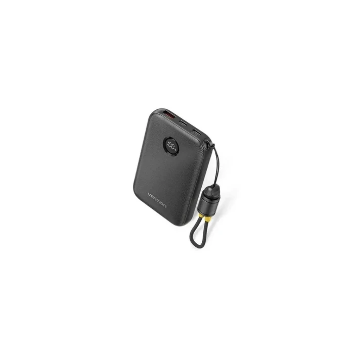 Vention 10000mAh Power Bank (USB-C + USB-C/USB-C/USB-A) with Built-in USB-C to USB-C Cable 22.5W Black LED Display Universal Type (FKAB0-C-TY) (VENFKAB0-C-TY)
